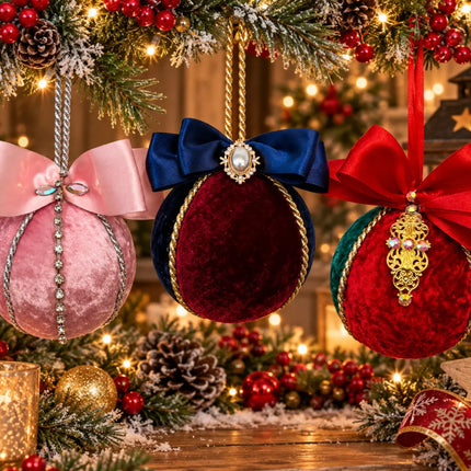 Luxurious Velvet Hand Crafted Christmas Baubles
