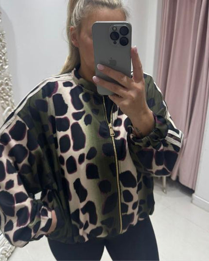 Lana ~ Animal Print Thick Silky Fabric Bomber Jacket