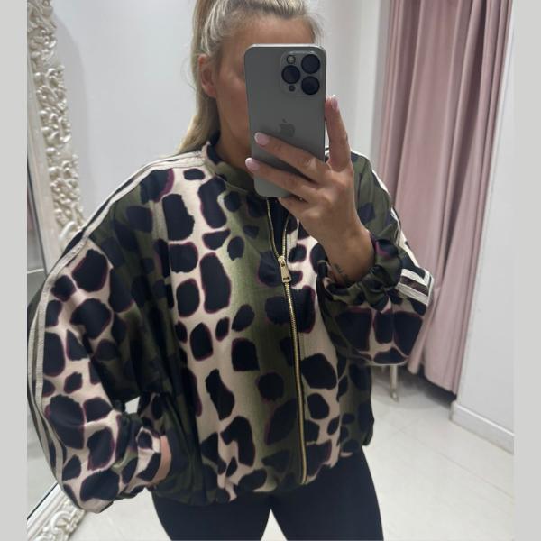 Lana ~ Animal Print Thick Silky Fabric Bomber Jacket
