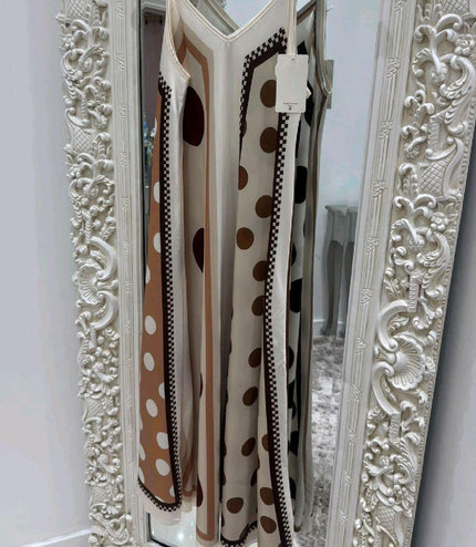 Olivia  ~ Strappy Silky Maxi Dress ~ Reversible Print