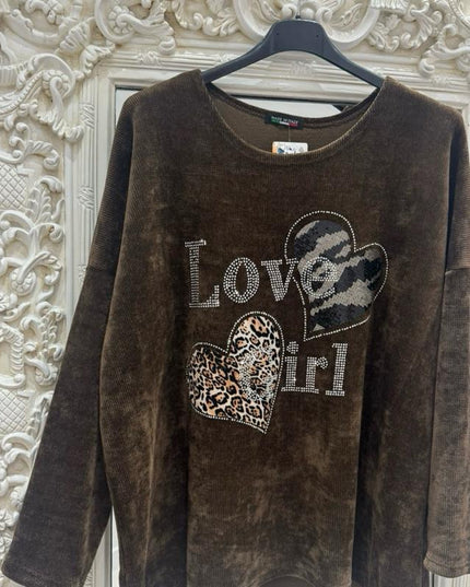 Asyha ~ Cord Fabric Top With Diamante Detail