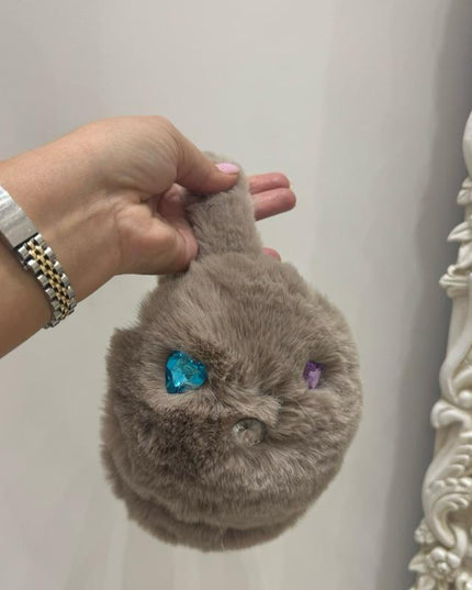 Bonnie ~ Luxury Faux Fur With Crystal Ear Muffs ~ Mocha