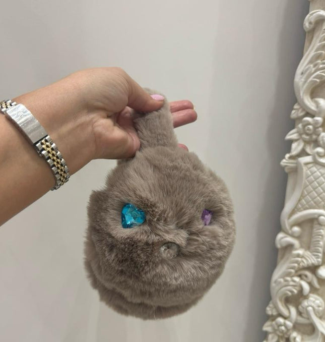 Bonnie ~ Luxury Faux Fur With Crystal Ear Muffs ~ Mocha