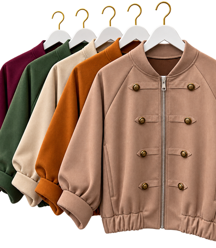Military Style Faux Suede Jacket
