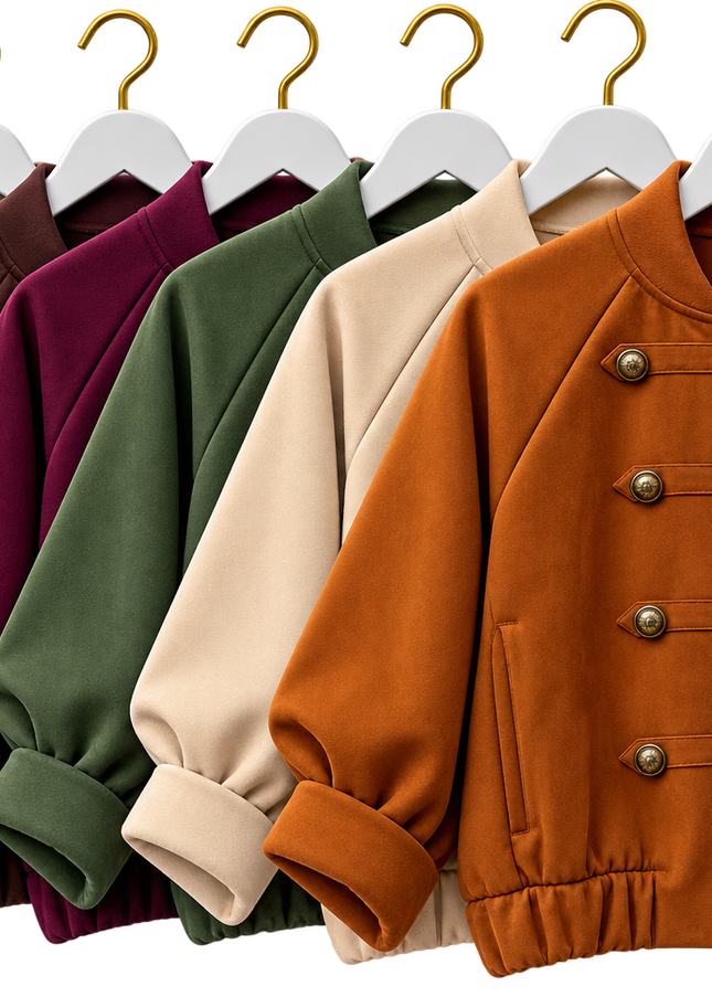 Military Style Faux Suede Jacket