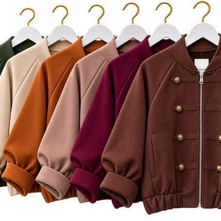 Military Style Faux Suede Jacket