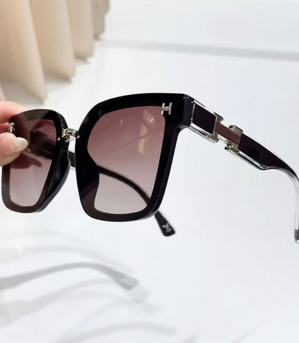 Black Frame H Oversized Square Sunglasses