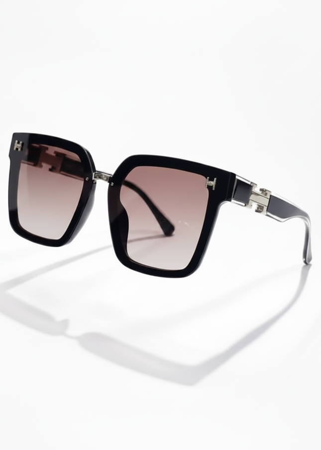 Brown Frame H Oversized Square Sunglasses