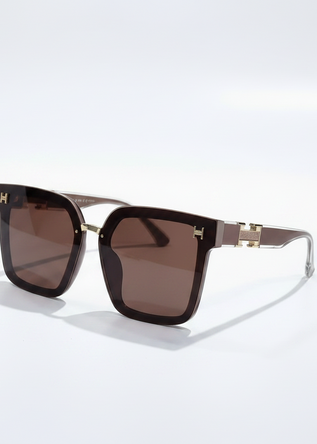 Taupe Frame H Oversized Square Sunglasses