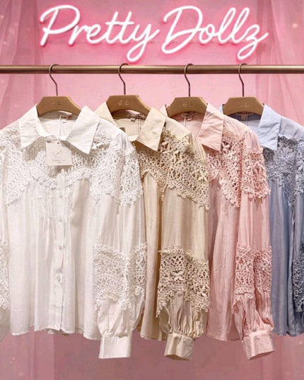 Lacey ~ Silky Effect Blouse With Lace Panels