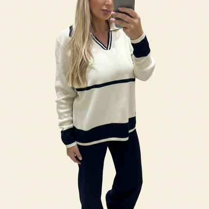 Lucy Fine Knit Lounge Wear Set - Original with Pale Cream Background
