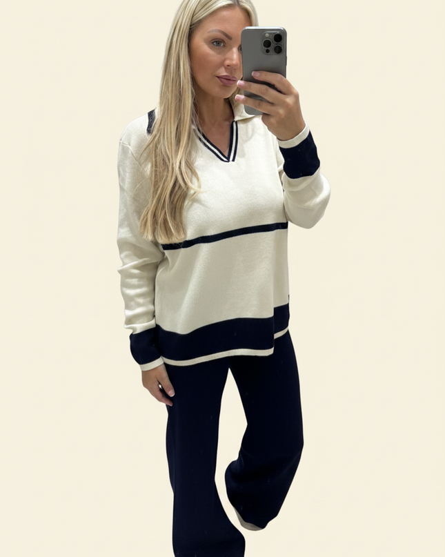 Lucy Fine Knit Lounge Wear Set - Original with Pale Cream Background
