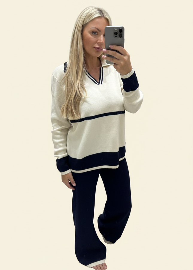 Lucy Fine Knit Lounge Wear Set - Original with Pale Cream Background