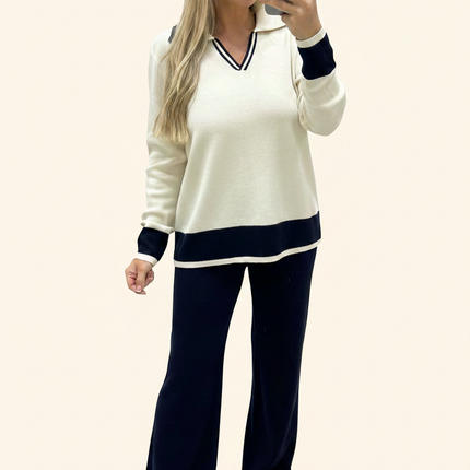 Lucy Fine Knit Lounge Wear Set - Pale Cream