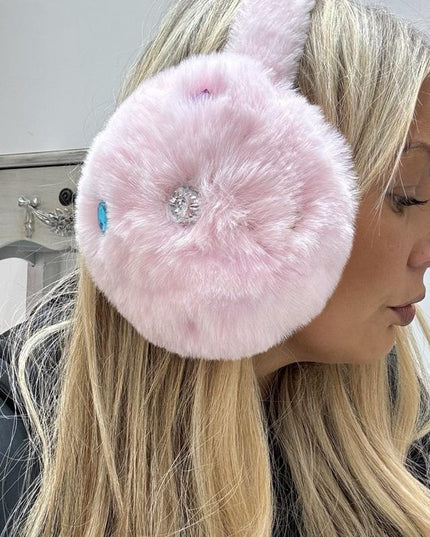 Bonnie ~ Luxury Faux Fur With Crystal Ear Muffs ~ Pink