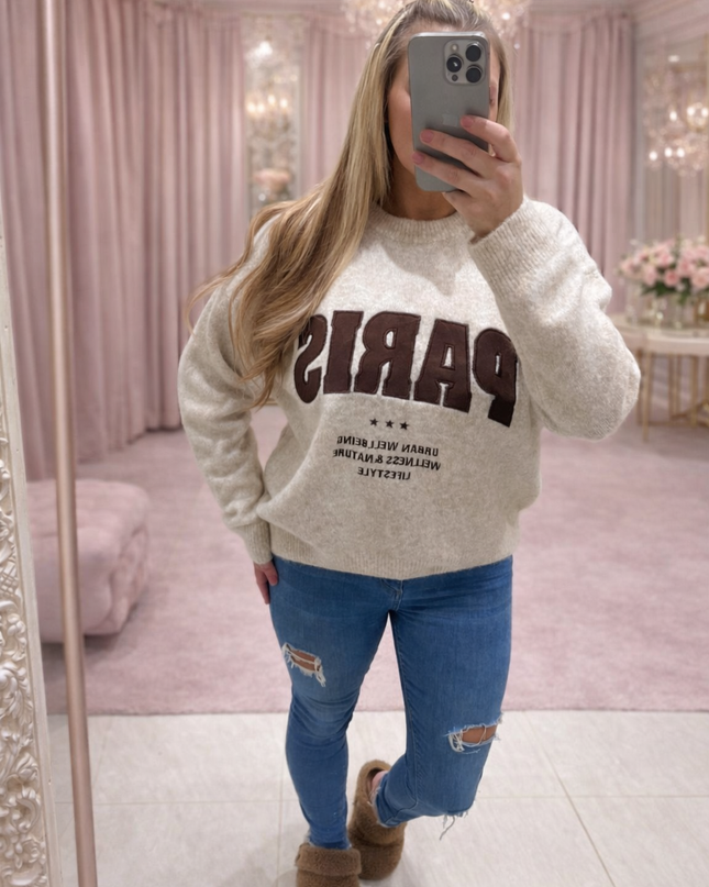 Collette ~ Slogan Long Sleeve Wool Mix Jumper