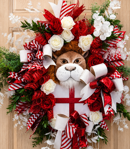 George ~ Large England World Cup Patriotic Football Wreath With Lion's Head