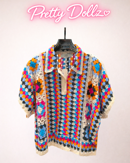 Rosa ~ Brightly Coloured Crochet Lace Top