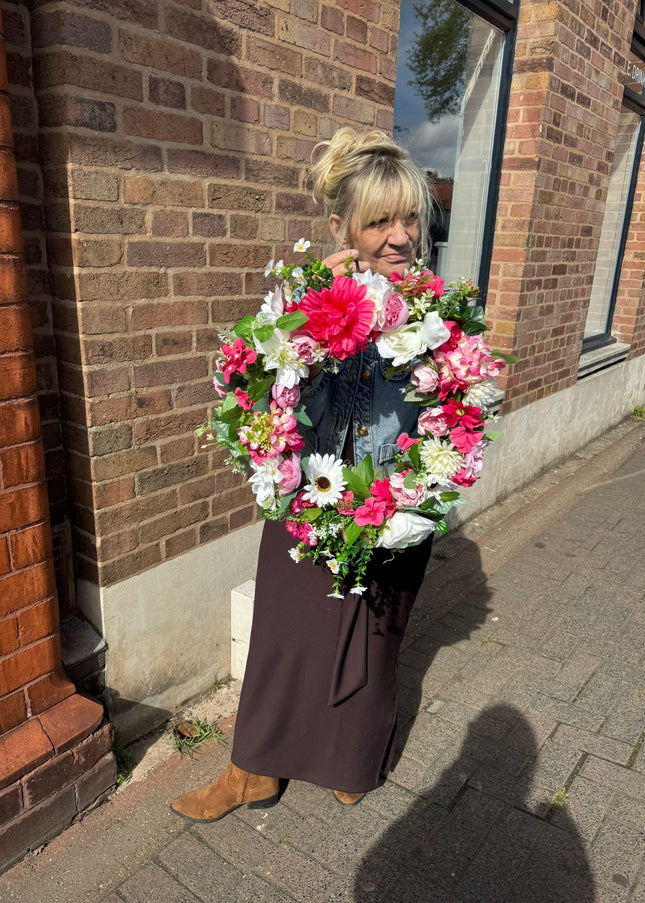 Pink & White Flower Wreath