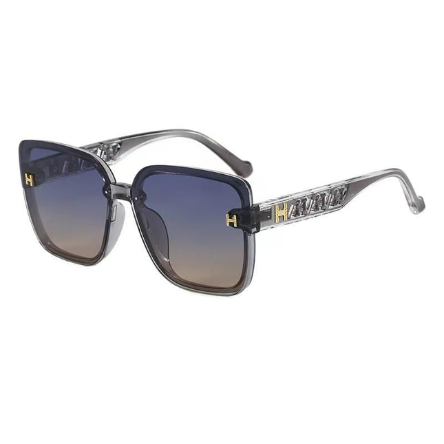 Grey Frame Oversized H Square Gradient Sunglasses