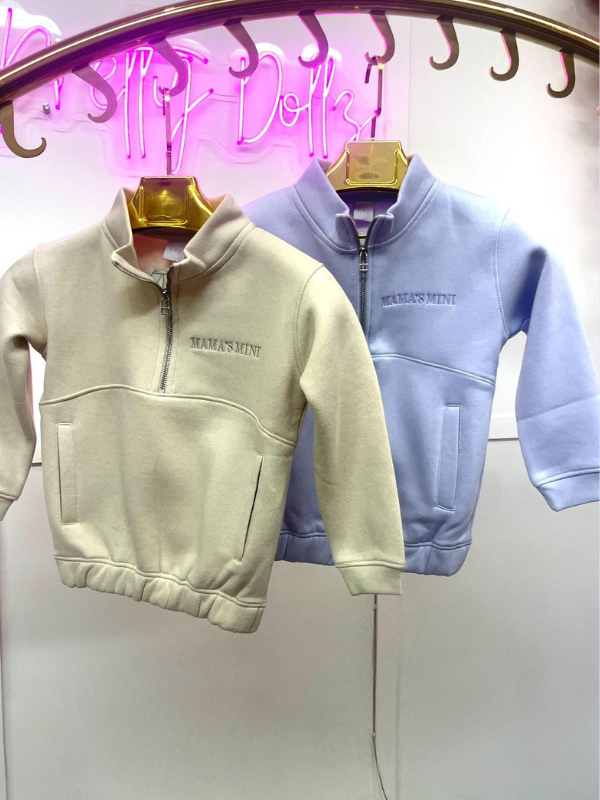 Soft Lilac Child's Mini Mama Half Zip Sweatshirt